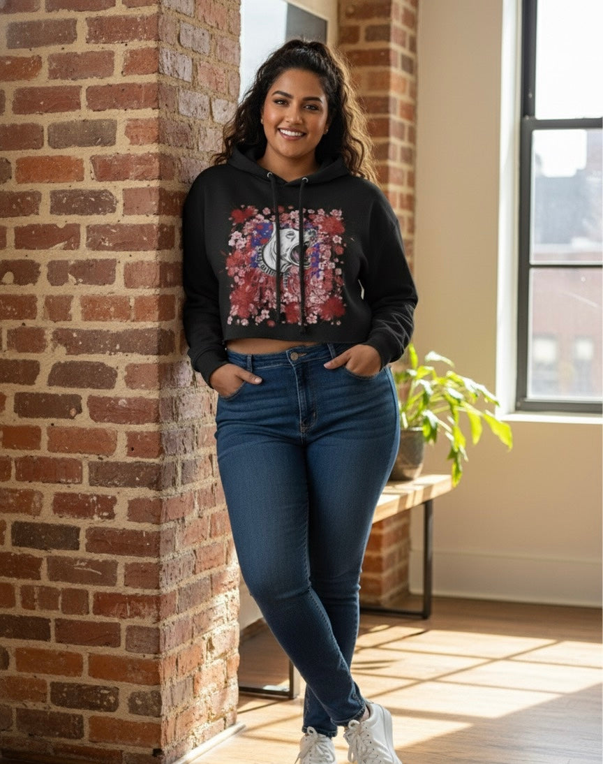 Rage in Bloom Crop Hoodie