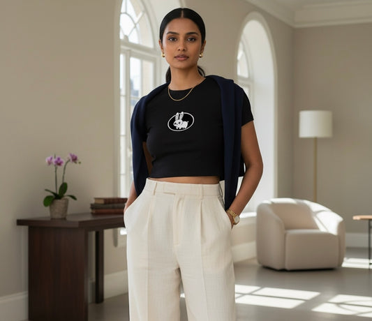 Wabbit Plain Fitted Crop Top