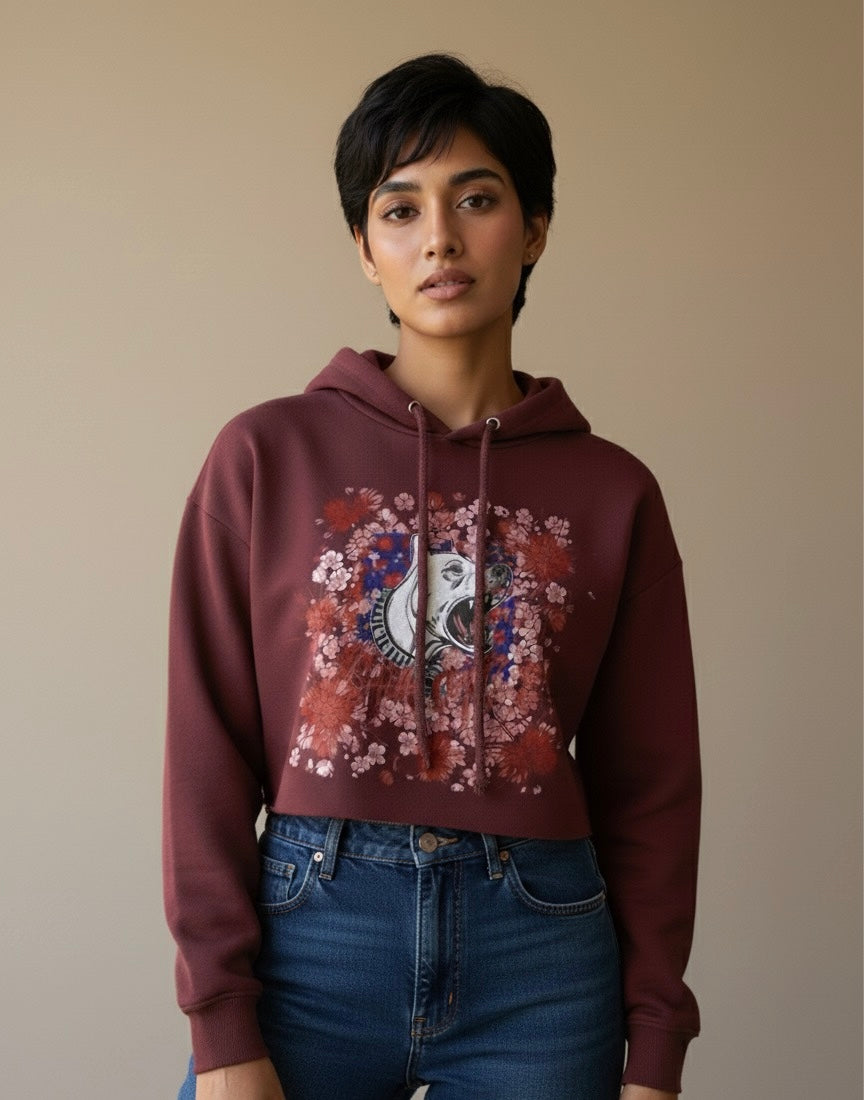 Rage in Bloom Crop Hoodie
